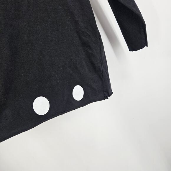 Planet By Lauren G T-Shirt Black Boxy Lagenlook Polka Dot Long Sleeve One Size - Picture 3 of 7